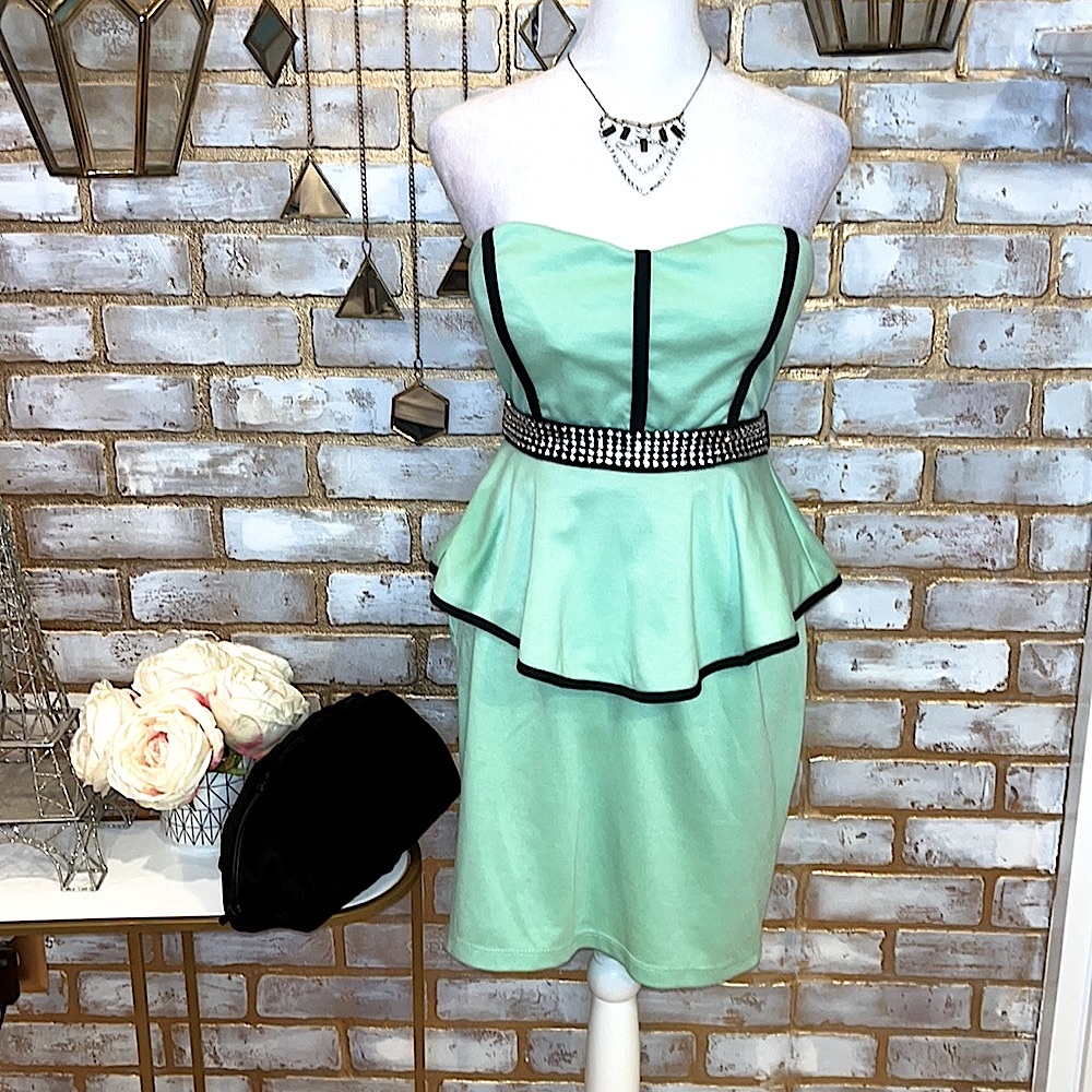 Mystic Sweet-ish Dish Mint Green Bodycon Mini Party Dress, Women’s Size Large - Picture 6 of 16